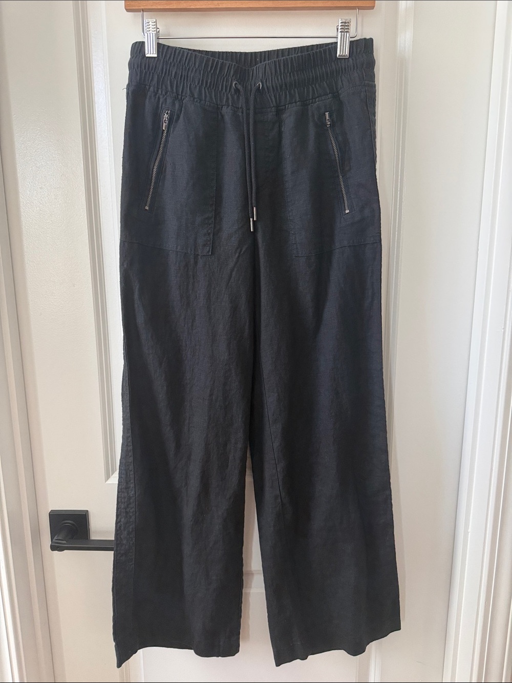 Athleta Wide-Leg Linen Pant Black